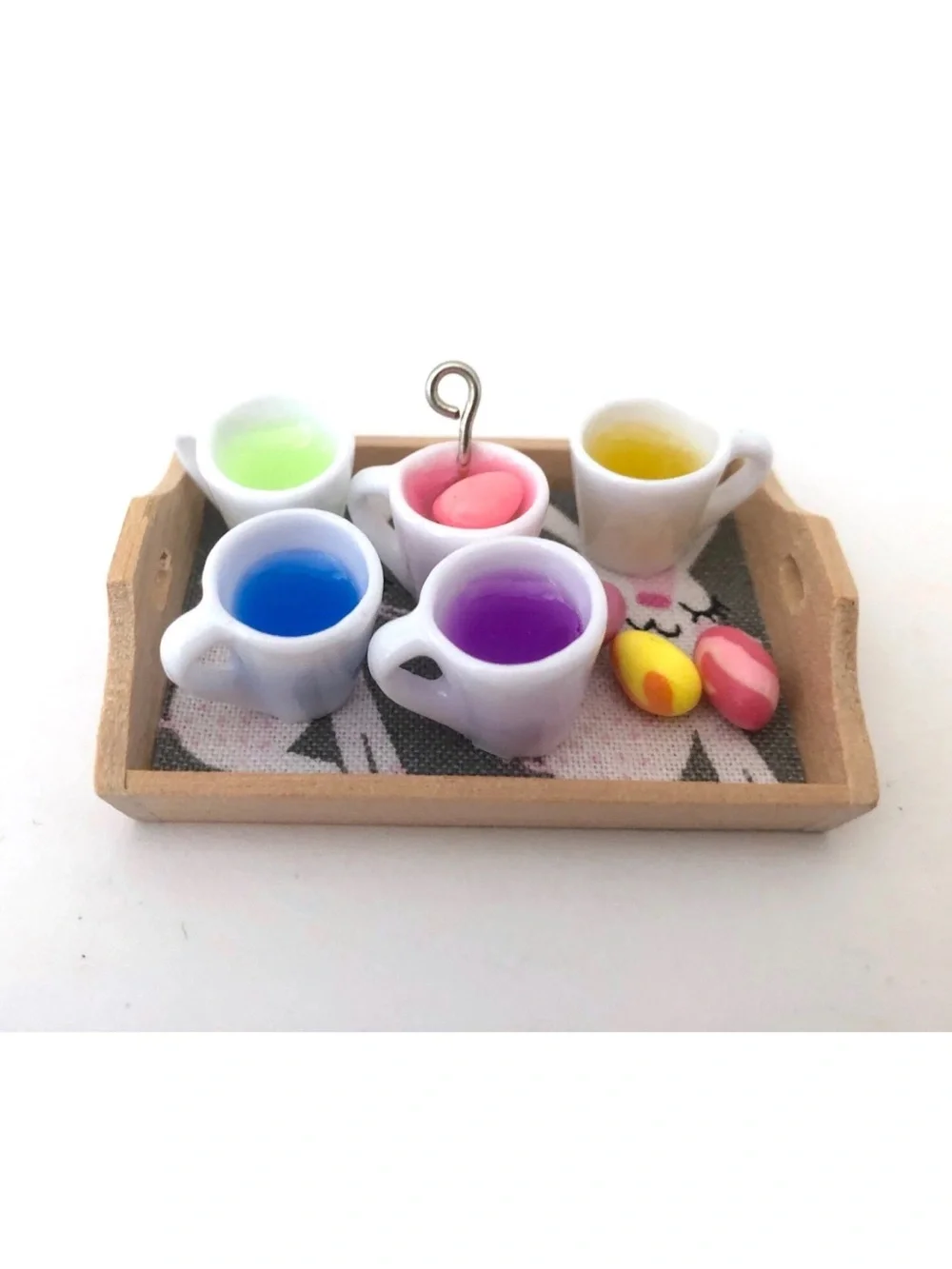Dollhouse Miniature Easter Egg Coloring Kit Tray Artisan Clay Set Handmade 1:12